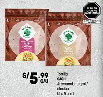 Plaza Vea Tortilla Sash Artesanal Integral / Clásica bl x 5 unid oferta