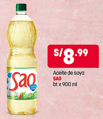 Plaza Vea Aceite de Soya Sao bt x 900ml oferta