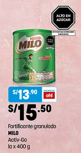 Plaza Vea Fortificante Granulado Milo Activ-Go la x 400g oferta