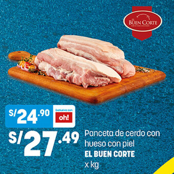 Plaza Vea Panceta de Cerdo con Hueso con Piel El Buen Corte x kg oferta