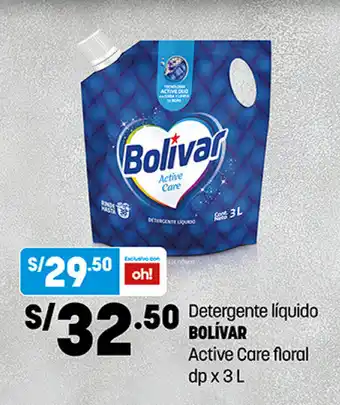 Plaza Vea Detergente Líquido Bolivar Active Care Floral dp x 3L oferta
