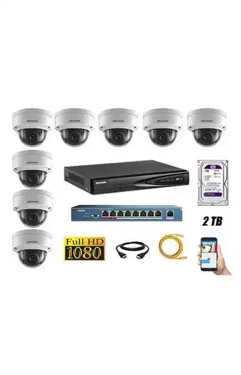 Tiendas EFE Cámara de seguridad ip 1080p interior kit 8 hikvision disco 2tb wd púrpura oferta