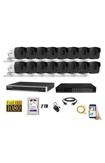 Tiendas EFE Cámara de seguridad ip 1080p exterior kit 16 hikvision disco 2tb wd púrpura oferta
