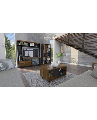 Tiendas EFE Estante tuhome tv 52 + biblioteca + mesa de centro - caramelo y wengue oferta