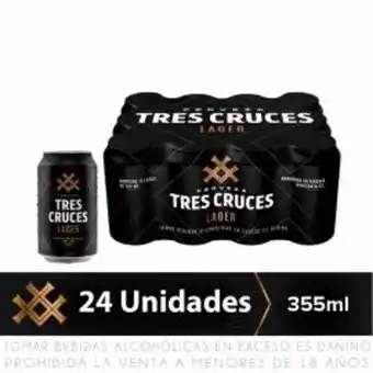 Freshmart Pack x2 cerveza tres cruces lager 12pack - lata 355ml - unidad oferta