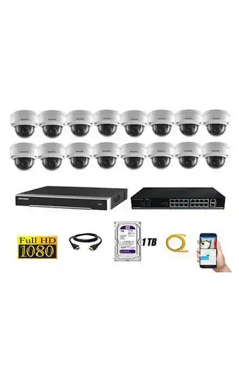 Tiendas EFE Cámara de seguridad ip 1080p interior kit 16 hikvision disco 1tb wd púrpura oferta