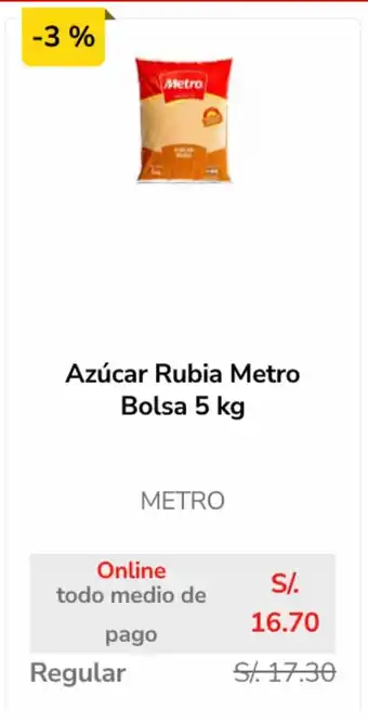 Metro Azucar Rubia Metro Bolsa 5 kg oferta