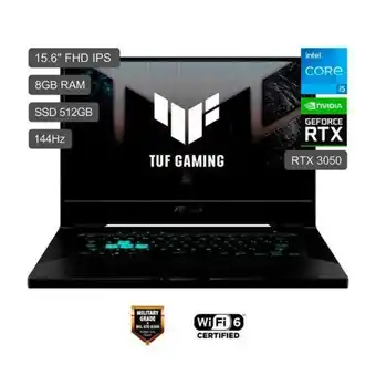 Hiraoka Laptop gamer asus tuf dash f15 fx516pc-hn558w 15.6" intel core i5-11300h 512gb ssd 8gb ram oferta