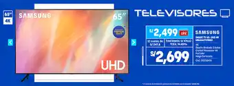 Plaza Vea Samsung Smart UHD 4K TV 65" UN65AU7090GX oferta