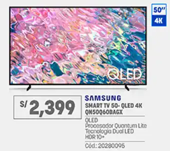Plaza Vea Samsung Smart QLED 4K TV 50" QN50Q60BAGX oferta