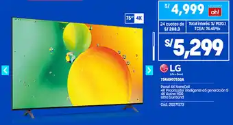 Plaza Vea LG Panel 4K NanoCell TV 75" 75NAN075SQA oferta