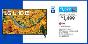 Plaza Vea LG Panel LED 4K UHD TV 43" 43UP7500PSF oferta