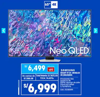 Plaza Vea Samsung Smart TV NEOQLED 4K QK65QNB5 oferta
