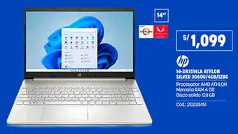Plaza Vea HP 14-DK1514LA Athlon Silver 3050U/4GB/128G oferta