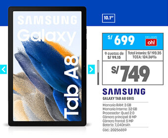 Plaza Vea Samsung Galaxy Tab A8 Gris oferta