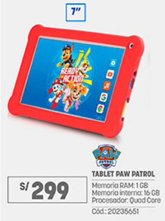 Plaza Vea Tablet Paw Patrol oferta