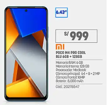 Plaza Vea MI Poco M4 Pro Cool Blu 6GB + 128GB oferta