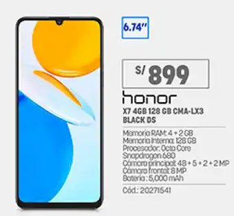 Plaza Vea Honor X7 4GB 128GB CMA-LX3 Black DS oferta