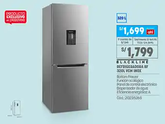 Plaza Vea Blackline Refrigeradora BF 320L VCM Inox oferta