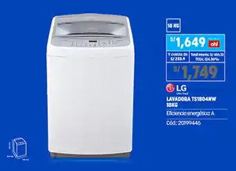 Plaza Vea LG Lavadora TS1804NW oferta