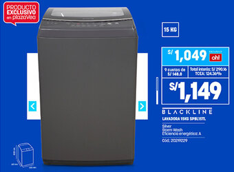 Plaza Vea Blackline Lavadora 15kg SPBL15TL oferta