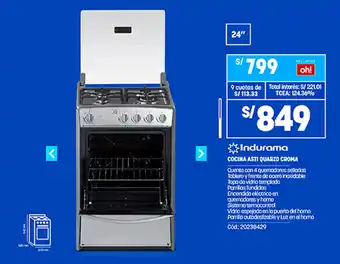 Plaza Vea Indurama Cocina Asti Quarzo Croma oferta