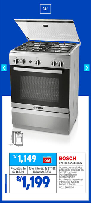 Plaza Vea Bosch Cocina PRO425 Inox oferta