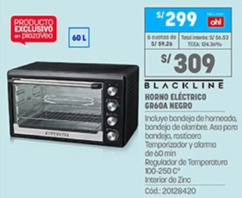Blackline Horno Eléctrico GR60A Negro
