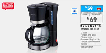 Plaza Vea Blackline Cafetera HBC-1155A oferta