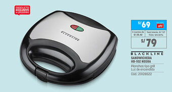 Plaza Vea Blackline Sandwichera HB-102 Negra oferta