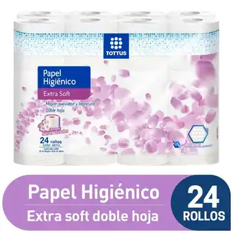 Tottus Papel higiénico extra suave tottus 24 unidades oferta
