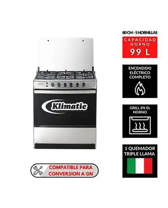 Tiendas EFE Cocina de pie a gas klimatic speciale plus 5 hornillas oferta