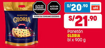 Plaza Vea Panetón Gloria bl x 900g oferta