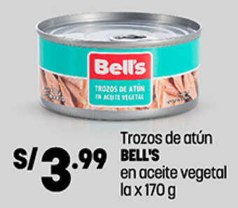 Plaza Vea Trozos de Atún Bell's en aceite vegetal la x 170g oferta