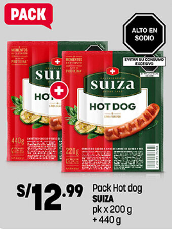 Plaza Vea Pack Hot Dog Suiza pk x 200g + 440g oferta