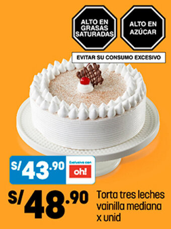 Plaza Vea Torta Tres Leches Vainilla Mediana x unid oferta