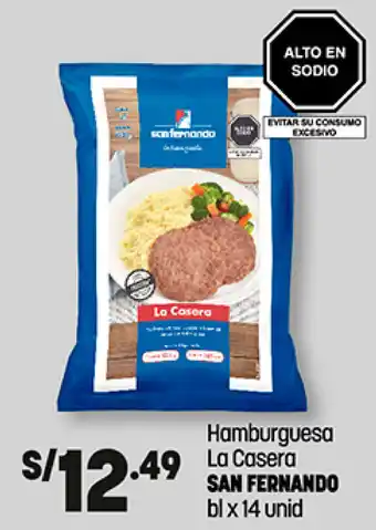 Plaza Vea Hamburguesa La Casera San Fernando bl x 14 unid oferta