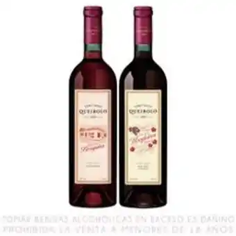 Metro Pack x2 vino tinto queirolo: vino tinto borgoña 750ml + vino malbec tannat 750ml oferta