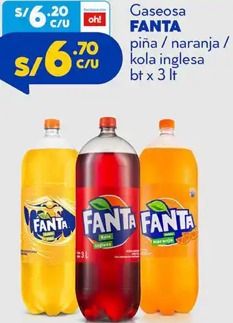 Plaza Vea Fanta Gaseosa Piña/Naranja/Kola Inglesa 3lt oferta