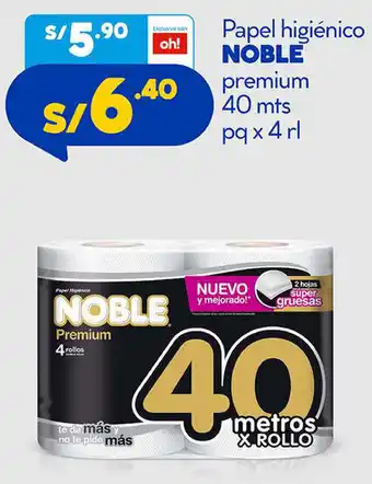 Plaza Vea Papel Higiénico Noble Premium 40mts pq x 4rl oferta
