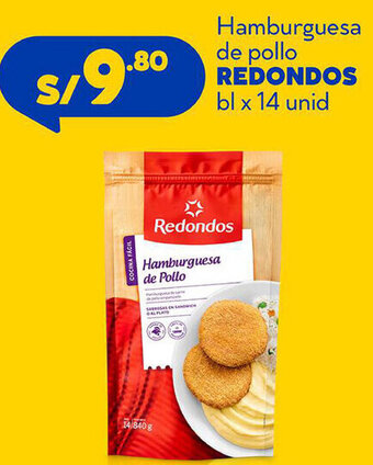 Plaza Vea Hamburguesa de Pollo Redondos bl x 14 Unid oferta
