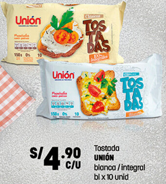 Plaza Vea Tostada Unión Blanca/Integral 10Unid oferta