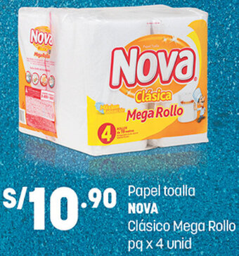 Plaza Vea Papel Toalla Nova Clásico Mega Rollo pq x 4 Unid oferta