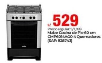 Metro Mabe Cocina de Pie 60cm oferta