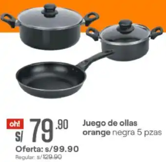Promart Juego de Ollas Orange Negra 5 pzas oferta