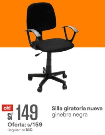 Promart Silla Giratoria Nueva Ginebra Negra oferta