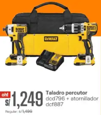 Promart Taladro Percutor dcd796 + Atornillador dcf887 oferta