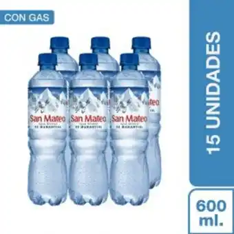 Freshmart Agua san mateo con gas 15pack - botella 600 ml - pack oferta