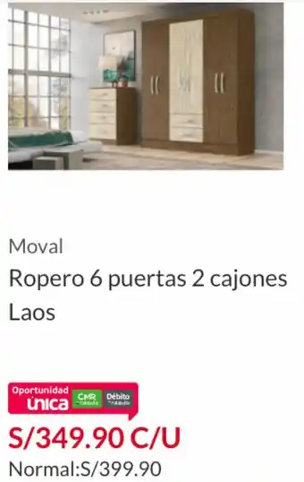 Sodimac Moval Ropero 6 puertas 2 cajones Laos oferta