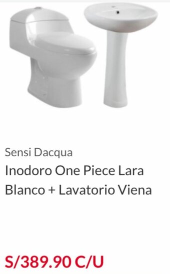 Sensi Dacqua Inodoro One Piece Lara Blanco + Lavatorio Viena